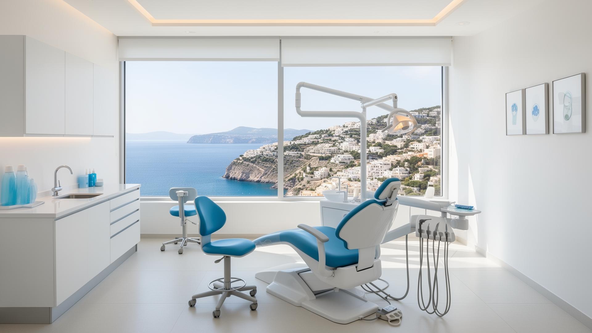 Treatment room at Vista Smile Studio with sea view